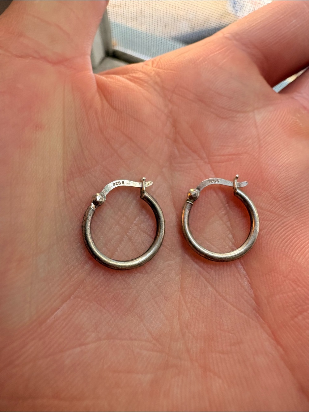 925 Sterling Silver Hinged Hoop Earrings Signed
